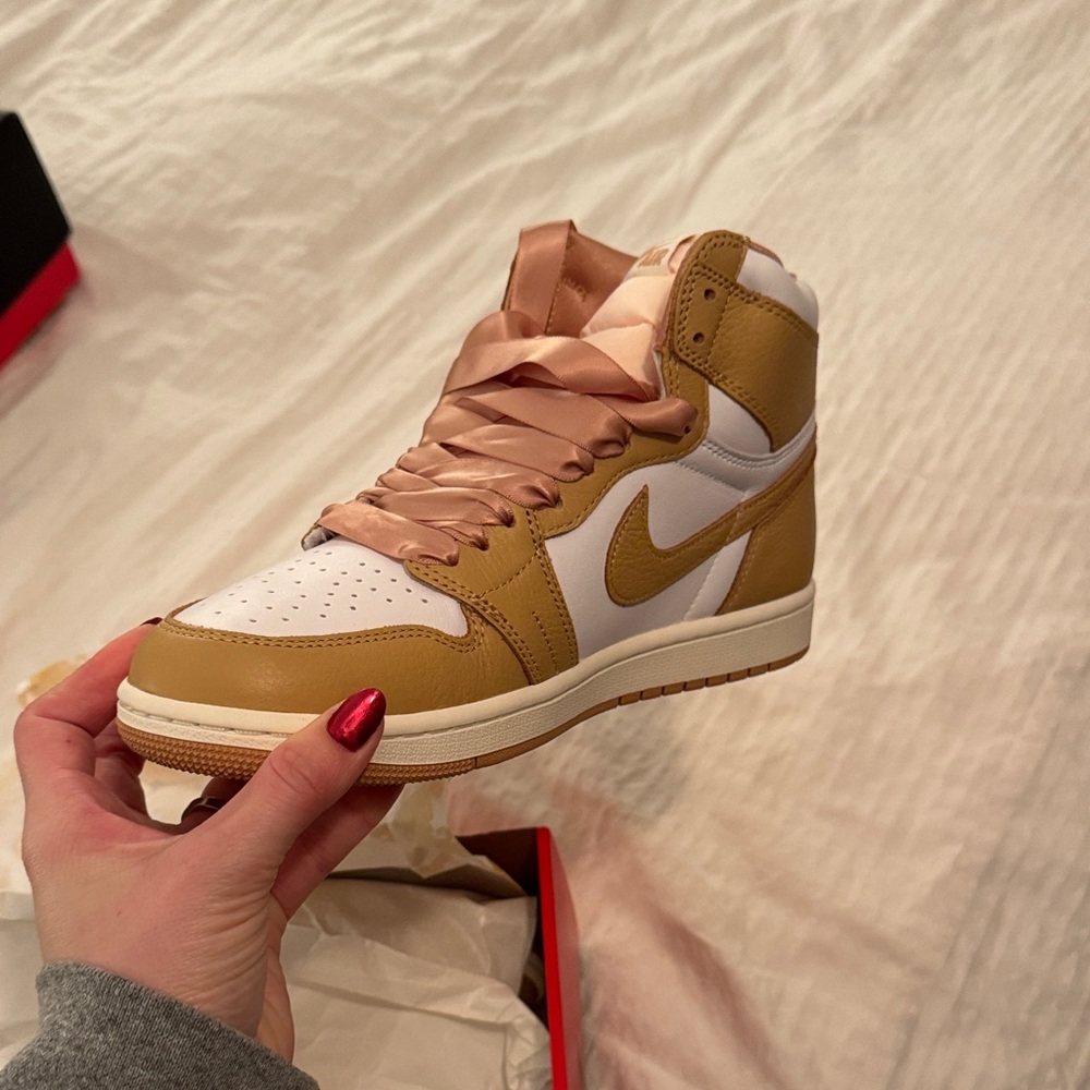 Nike Women's Tan and White High-Top Sneakers